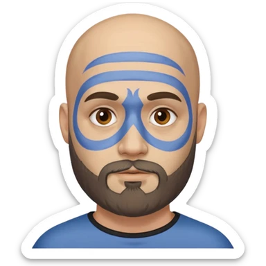 bald bearded man with face paint sticker