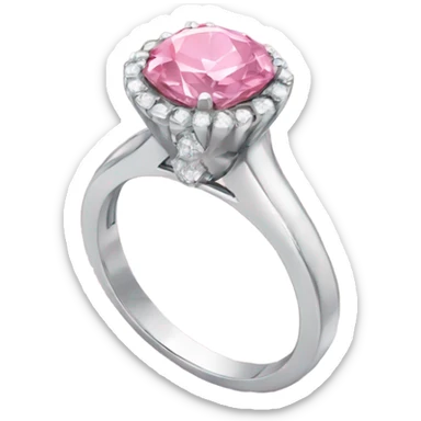 white gold ring with a pink diamond sticker