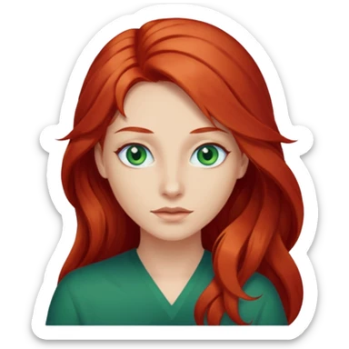 Like the first but her eye green  and blue and her hair red that brolong herwn  sticker