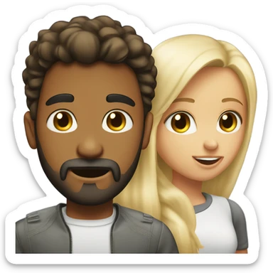 Hispanic boy with beard heart eyes drooling over blonde girl sticker