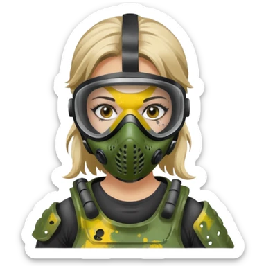 paintball player face girl sticker