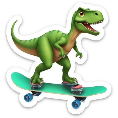 dinosaur wearing a tshirt on a skateboard sticker