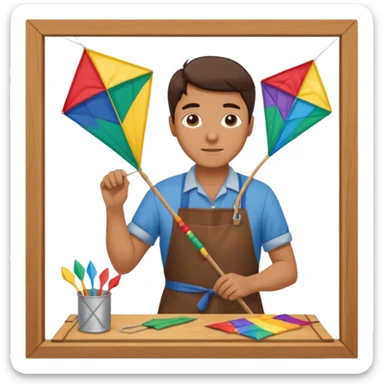 Kite Maker, making a kite pose. sticker