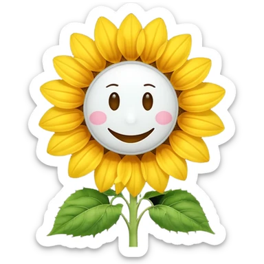 make a sunflower with a white disc in the middle with a smiley face, make it have 6 yellow petals and remove the cheeks nose and eyebrows sticker