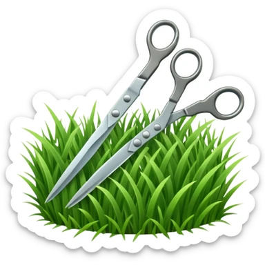  a pair of scisors cutting grass sticker