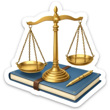 scales of justice with a notebook sticker