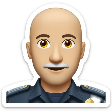 Bald Turkish man with light beard in police uniform  sticker