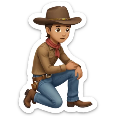 side profile of cowboy leaning on knees sticker