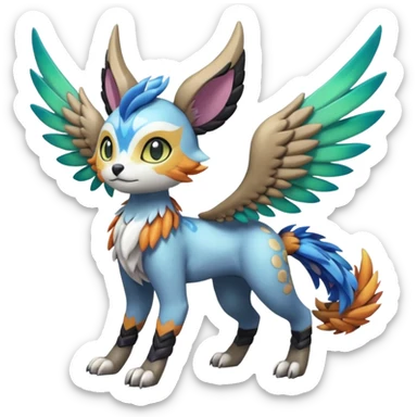 Colorful Exotic Randomly-colored Cartoon Anime Meloetta-WereGarurumon-Trico-Pokémon-Fakémon-fusion-hybrid-creature sticker