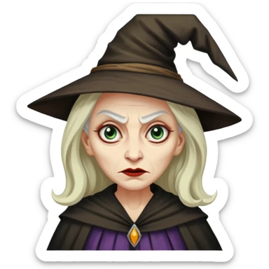 Pitonisa: mujer entre unos 40 y 50 años, cara de mala, malas intenciones, cara un poco deforme tipo bruja, y ropa antigua. cuerpo entero de la época púnica sticker