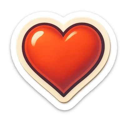 cartoon style sticker of a single heart symbol, simple and clear, no text sticker