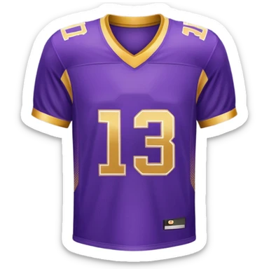 football jersey in purple and gold with number 13 on the front sticker