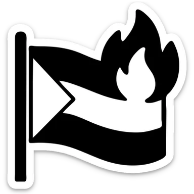 solid icon of the Palestine flag with fire, simple and bold sticker