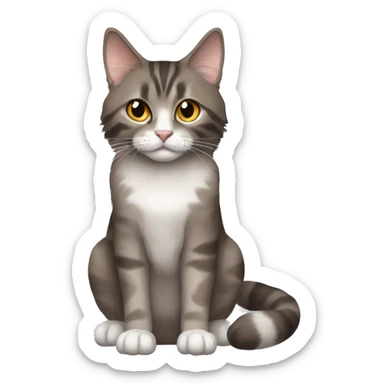 Main Coon Cat mostly brown and gray/brown domestic short hair cat sticker