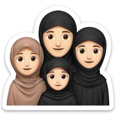 Lebaran. Keluarga terdiri dari Ayah dan ibu, 3 orang anak yang terdiri dari dua anak laki-laki dan seorang anak perempuan yang merupakan anak terkecil. Ibunya menggunakan cadar. sticker