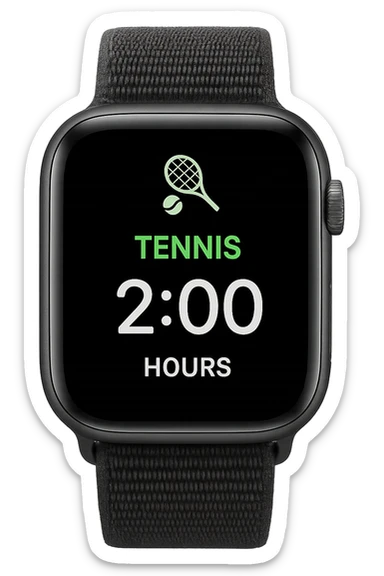 smartwatch con modalità attiva di tennis che segna 2 ore di tennis, REALISTICA 4K sticker