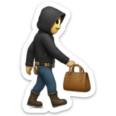 thief with a handbag in his back sticker