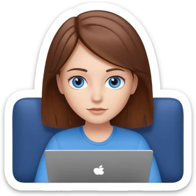 A girl is working with a laptop while lying on the sofa sticker