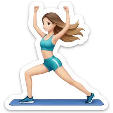 Chica con cabello liso largo balayage haciendo ejercicio sticker