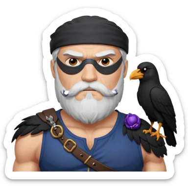 odin with eyepatch and raven on his shoulder sticker