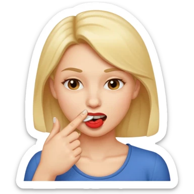 Una mujer mordiendose el dedo, sin la lengua para afuera y que el dedo este más omenos adentrod de la boca sticker