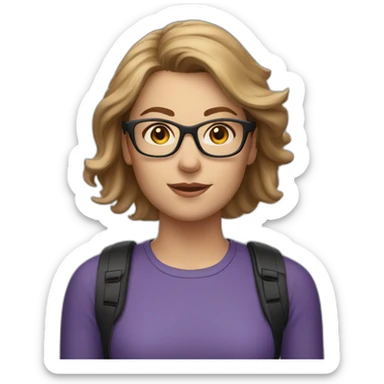 30 year old white woman short light brown hair with a bike helmet on her heard and glasses sticker