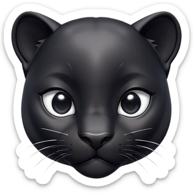 Cinematic Cute Panther Portrait Emoji, Head tilted playfully and inquisitively, with a smooth, streamlined form accentuated by a subtle sheen and round, sparkling eyes filled with charm, Simplified yet irresistibly adorable features, highly detailed, glowing with a warm, inviting glow, high shine, affectionate and lively, stylized with a touch of whimsical mystery, bright and endearing, soft glowing outline, capturing the essence of a mischievous yet loving panther that seems as if it could pounce out of the screen into your arms! sticker