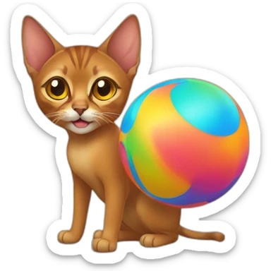 Abyssinian cat play colorful ball sticker