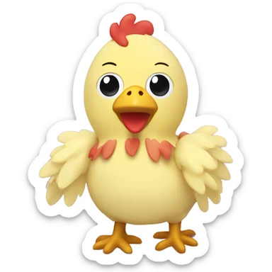 Cute plush mama chicken toy sticker