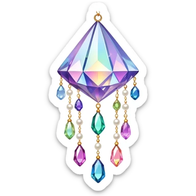 Iridescent big giant glistening glossy sparkly shiny glittery hanging crystals pearls and beads and gemstones decorations sticker