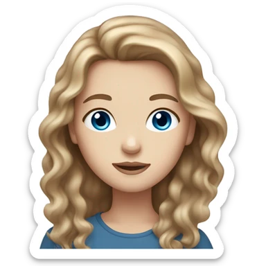White girl with blue eyes and wavy light brown hair  sticker