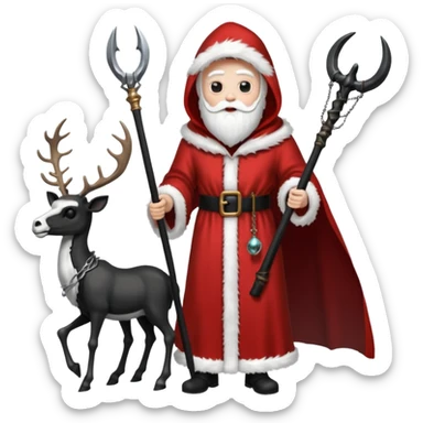 the Grim reaper dressed as Santa.... What gifts would be in his Sleigh.... What would his Sleigh likely look like.... Would the reindeer be skeletons, or ordinary reindeer? sticker
