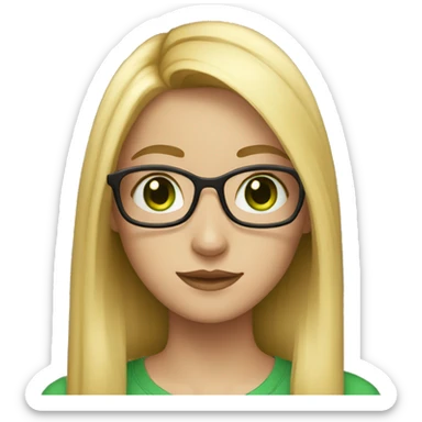 nerd girl with green eyes and long straight blonde hair  sticker