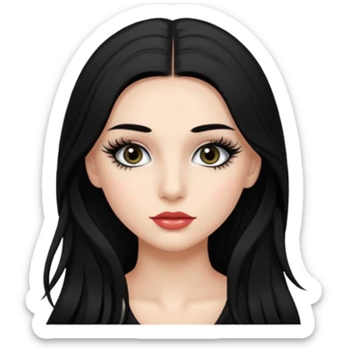 ragazza truccata con le ciglia finte con i capelli neri lunghi sticker