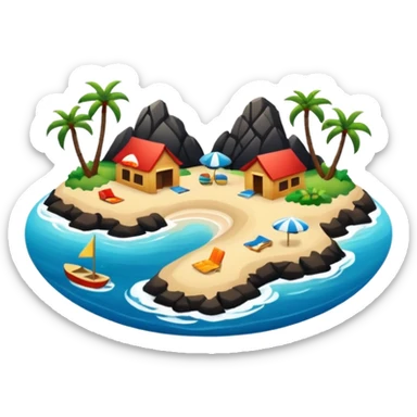 attractive island  with a beach and infrastructure  sticker