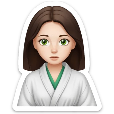 a white brunette girl with green eyes and freckles getting ready in the morning sticker