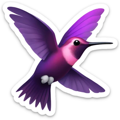 Flying dark purple and pink coloured hummingbird sticker