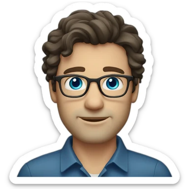 Handsome-Caucasian-man-dark-brown-wavy-hair-blue-eyes-glasses-middle-age sticker