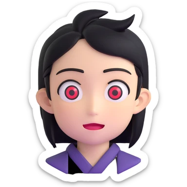 Japanese anime inspired character with exaggerated features sticker