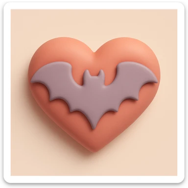 gothic heart with a bat motif, mochi style sticker
