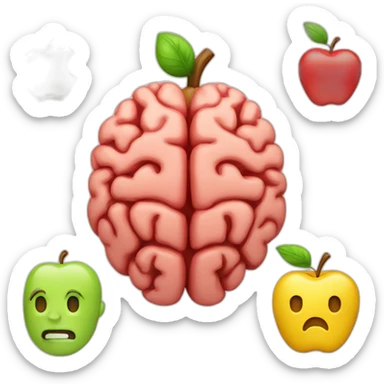 a brain with an apple embedded sticker