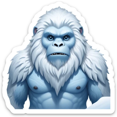Cinematic Noble Yeti Portrait Emoji, Grand and enigmatic, with a towering, snow-dusted figure in pristine whites and cool blues, exuding ancient, mystical wisdom and stoic majesty, simplified yet exquisitely detailed with frosty textures, glowing with a gentle, icy outline that captures the awe-inspiring presence of a guardian of the frozen wilds! sticker