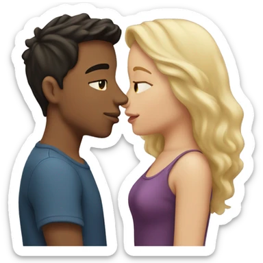 Two people kissing, boy with dark hair and girl with blonde hair, both light skin sticker