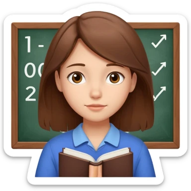 determined shy girl who is dreaming of 100% on her exam  brown hair sticker