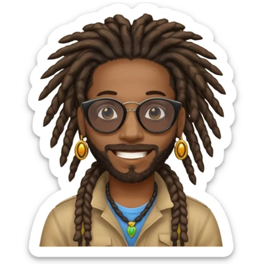 a black african guy with dreadlocks, wearing black sunglasses and aura farming emoji sticker