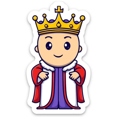 king with crown and royal robe sticker