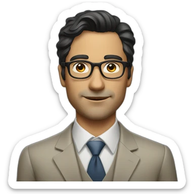 Distinguished man with glasses and dark hair late thirties sticker