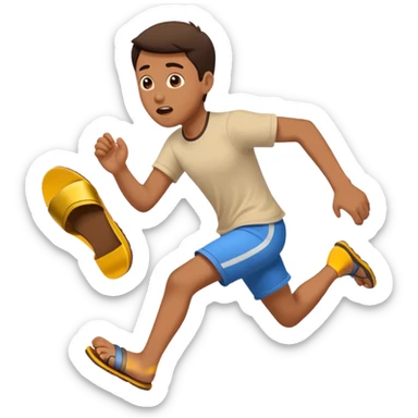 Running away from flying sandal sticker