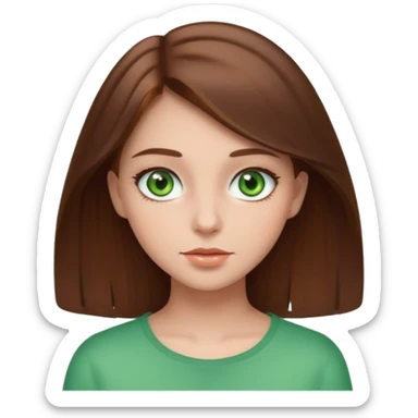 Clean girl whit brown hair and green eyes sticker