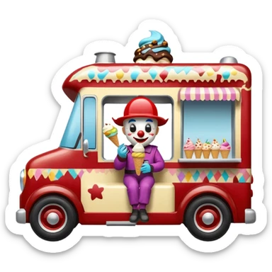 Crazy killer Klown Jenkins 4wd my monster 1924 racing ice cream with chocolate, nuts and sprinkles dream house food truck  sticker